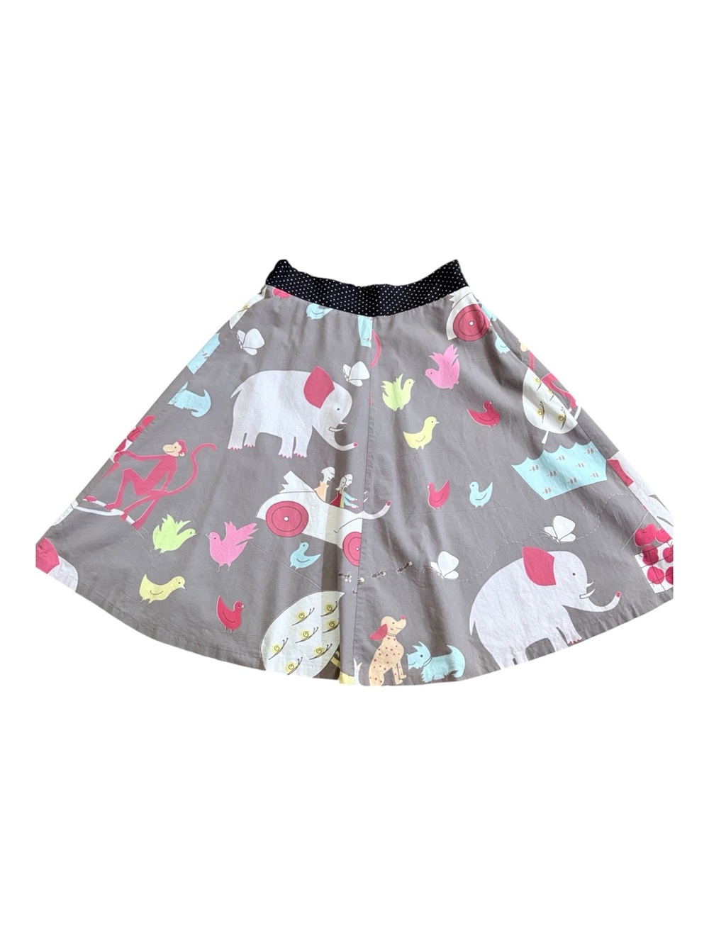 Lovely Kate Rare Whimsical Gray Animal Novelty Print A-Line Retro Cotton Skirt S - Picture 3 of 11